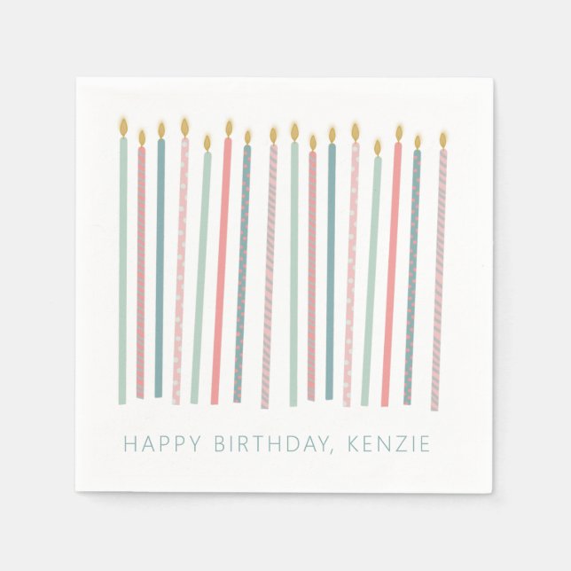 Beautiful birthday candles napkins (Front)
