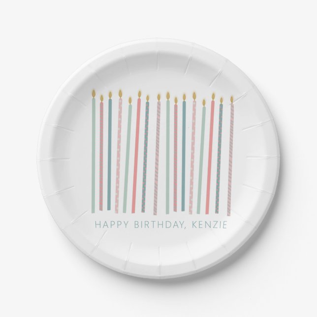 Beautiful birthday candles paper plates (Front)