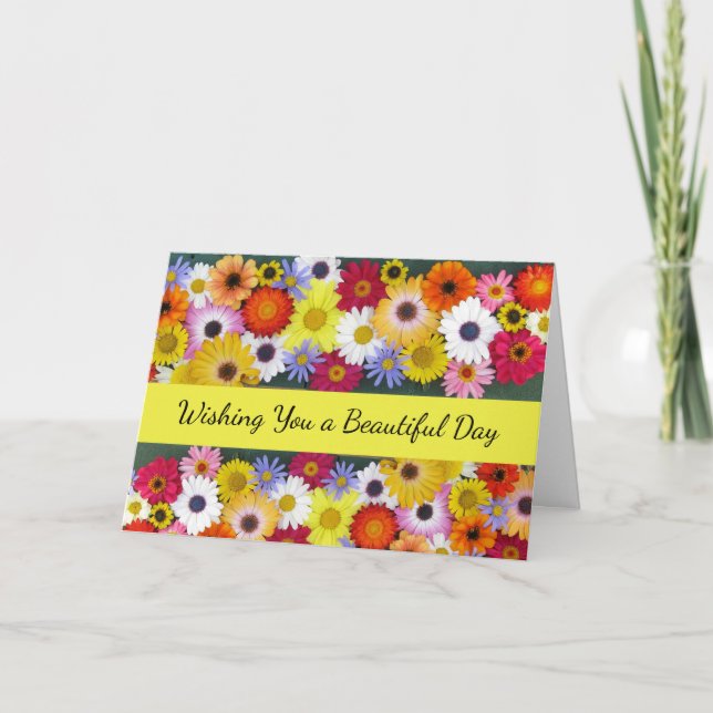 Beautiful Birthday Flowers, Custom Front Card (Front)