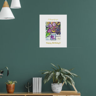 Beautiful Birthday Giant Bouquet Card Poster