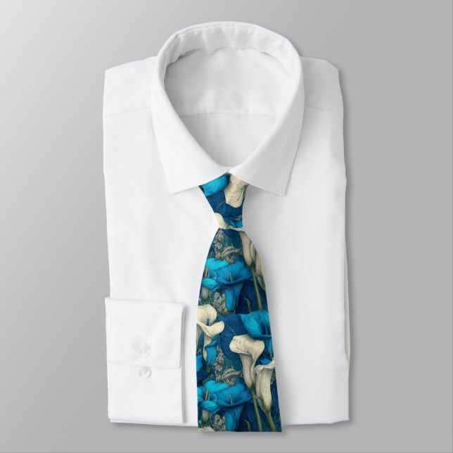 Beautiful Birthday Gifts For Men Calla Lilies Flow Neck Tie (Tied)