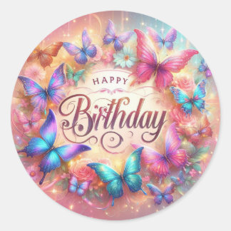 Beautiful Birthday Sticker Butterfly Design