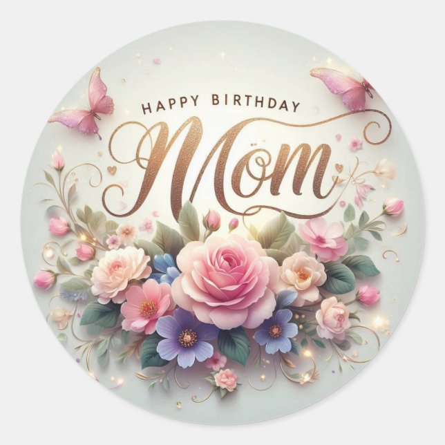 Beautiful birthday sticker for mom  (Front)