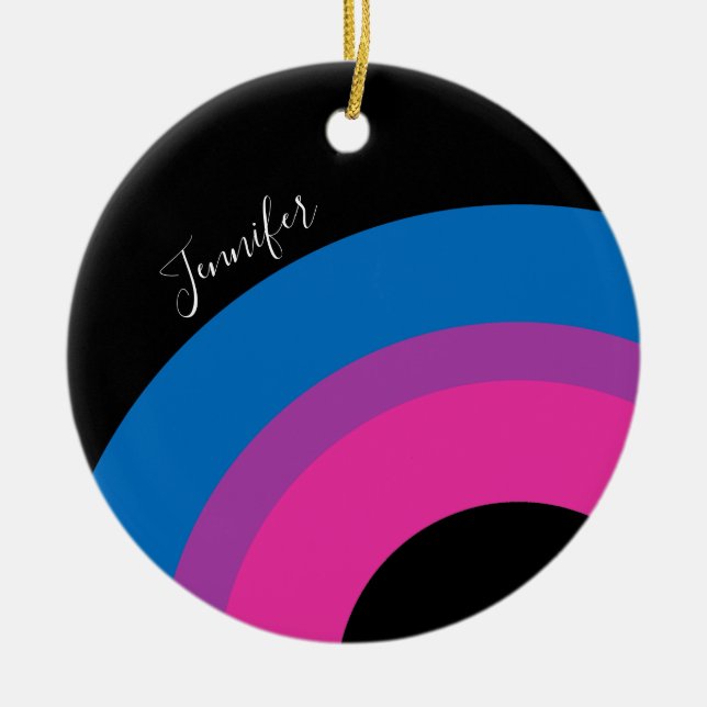 Beautiful Bisexual Pride Flag Cute Custom Ceramic Ornament (Front)