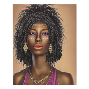 Beautiful Black African Princess Woman Art   Faux Canvas Print
