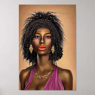 Beautiful Black African Princess Woman Art  Poster