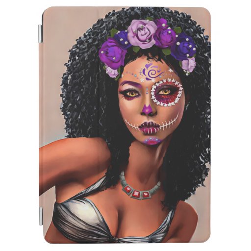 Beautiful Black African Woman Day Of the Dead Art  iPad Air Cover
