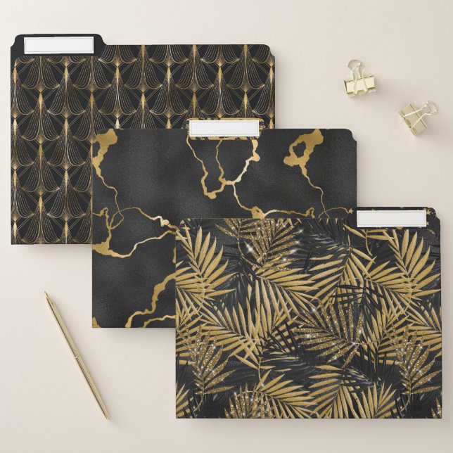 Beautiful black and gold glam file folder (Set)