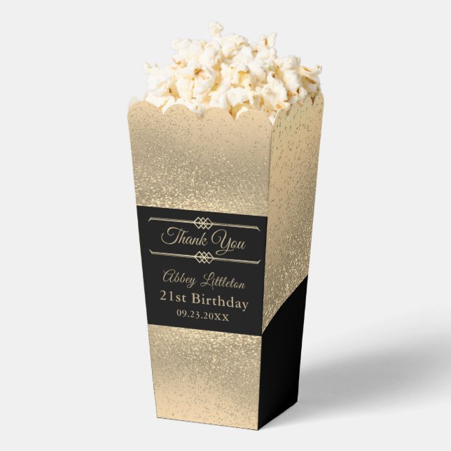 Beautiful Black and Gold Glitter Favor Boxes (Popped)