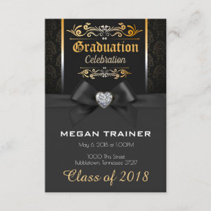 Beautiful Black and Gold Graduation Invitation