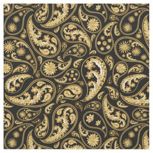 Beautiful Black and Gold Paisley Pattern Fabric