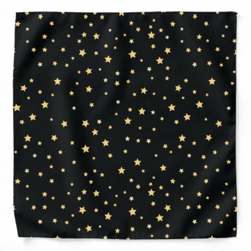 Beautiful Black and Gold Starry Sky Star Pattern Bandana