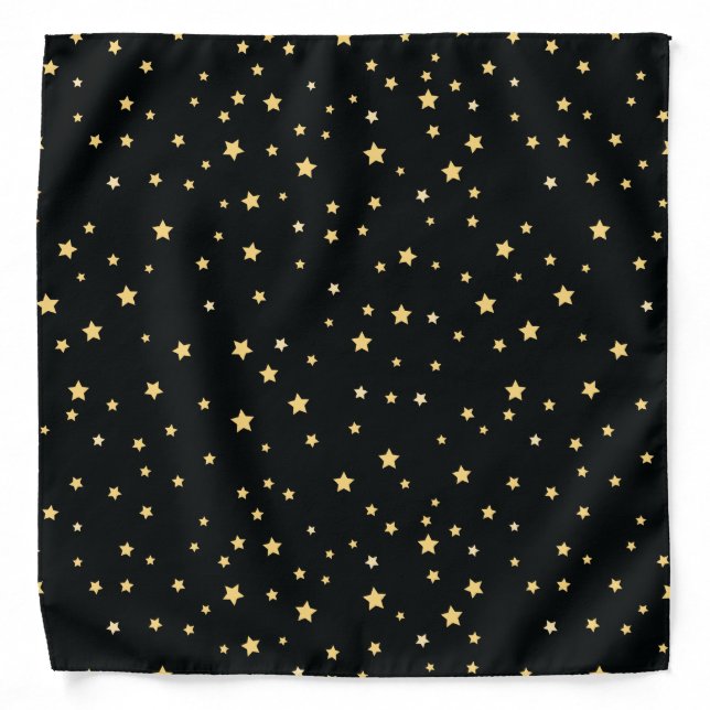 Beautiful Black and Gold Starry Sky Star Pattern Bandana (Front)