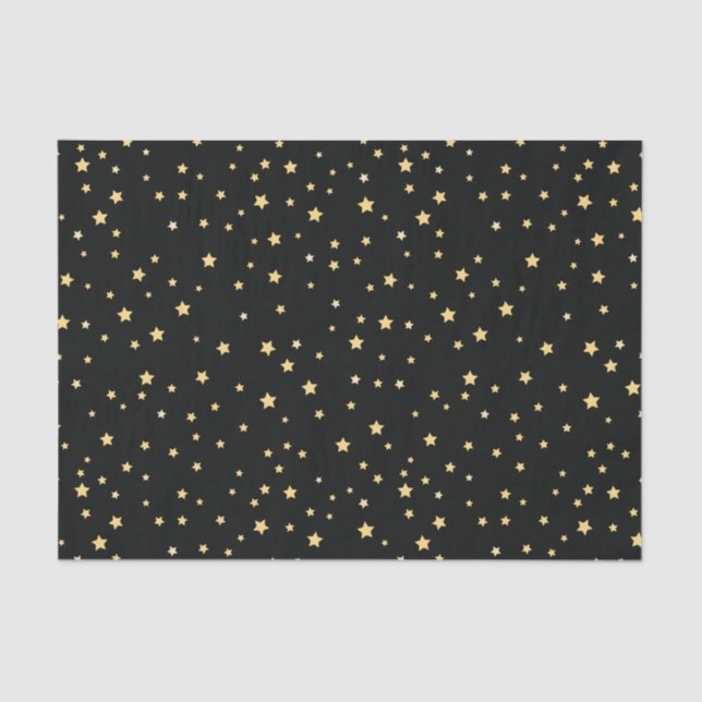 Beautiful Black and Gold Starry Sky Star Pattern Tissue Paper (Front)