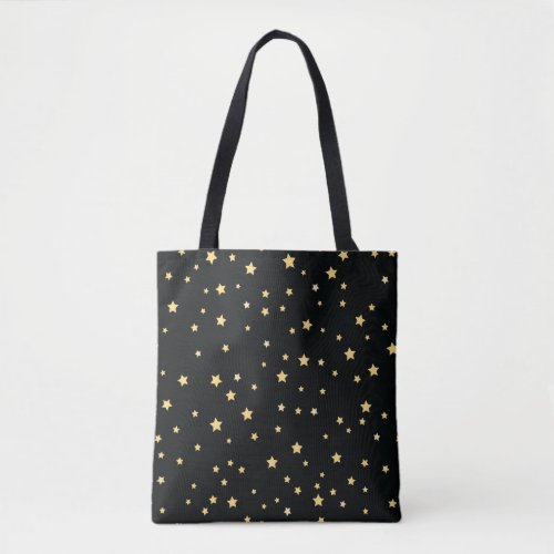 Beautiful Black and Gold Starry Sky Star Pattern Tote Bag