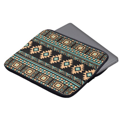 Beautiful black and pastel blue aztec laptop sleeve