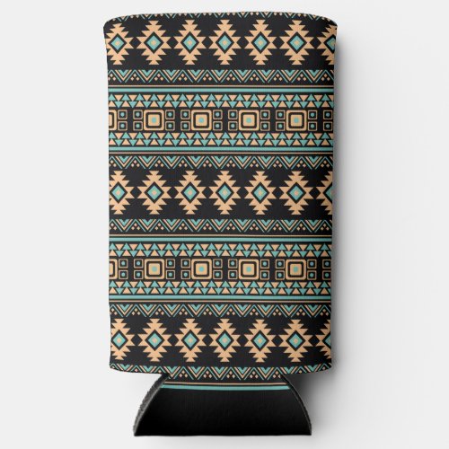 Beautiful black and pastel blue aztec seltzer can cooler