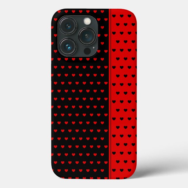 Beautiful Black And Red Hearts Pattern iPhone Case (Back)