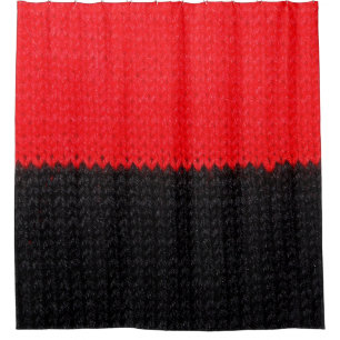 beautiful black and red knitted fabric with drawin shower curtain