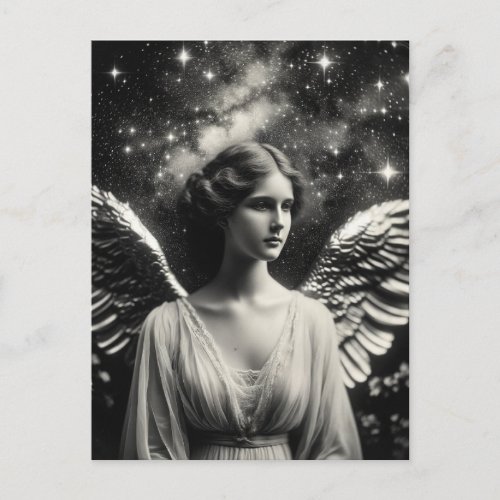 Beautiful Black and White Angel Postcard