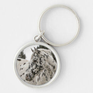 Beautiful Black and White Appaloosa Horse Keychain