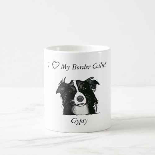 Beautiful Black and White Border Collie Coffee Mug