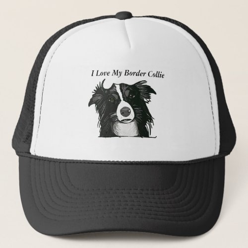 Beautiful Black and White Border Collie Trucker Hat