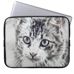 Beautiful black and white  cat laptop sleeve