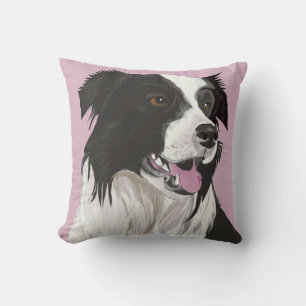 Beautiful Black and White Collie with brown eyes Throw Pillow