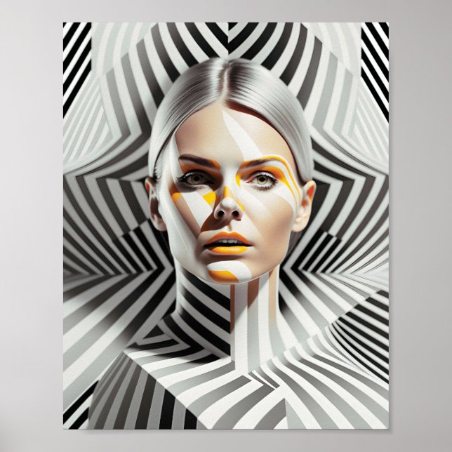 Beautiful Black And White Female Art Portrait Poster (Front)