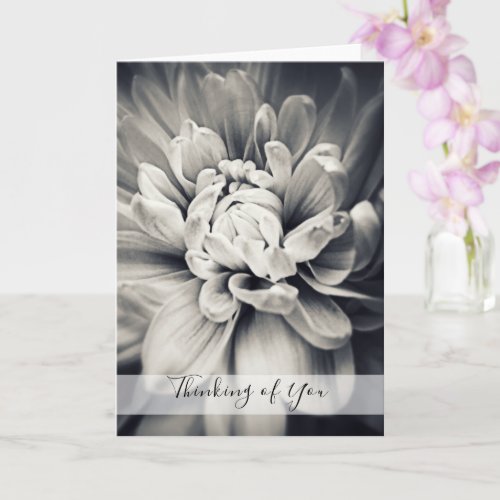 Beautiful Black and White Flower Thinking of You C Card