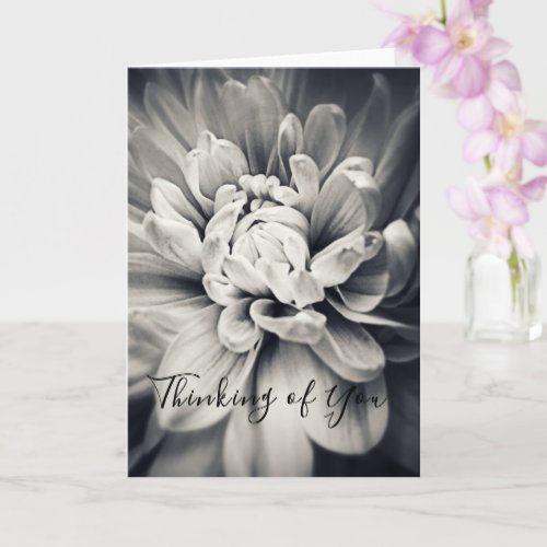 Beautiful Black and White Flower Thinking of You Card