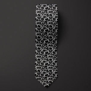 Beautiful Black and White Football Pattern Neck Tie