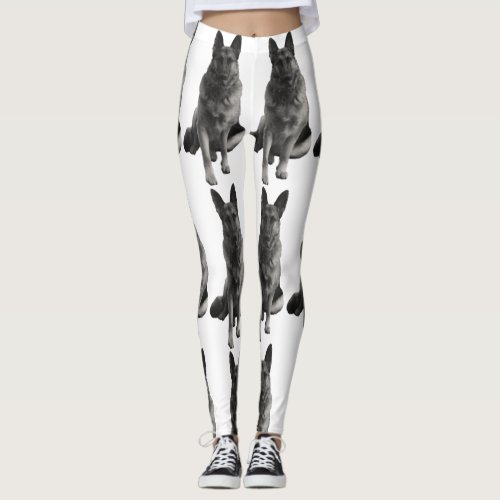 Beautiful Black and White German Shepherd Leggings