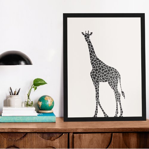 Beautiful Black and White Giraffe Animal Lovers Poster