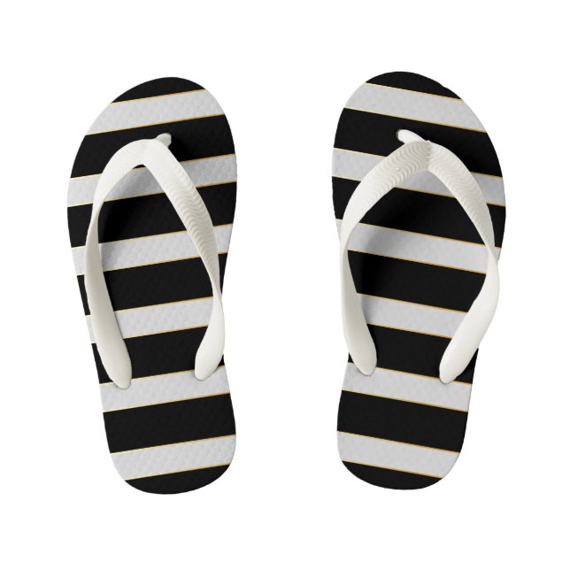 Beautiful Black and White  Kid's Flip Flops (Footbed)
