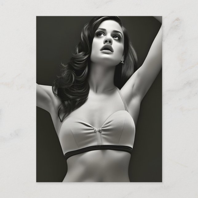 Beautiful Black and White Lady in a Bra Postcard (Front)