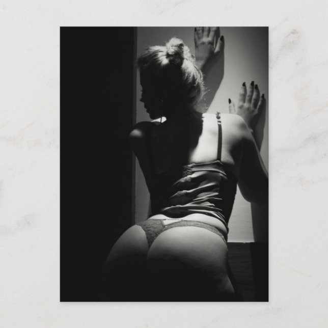 Beautiful  Black and  White lingerie photo Postcard (Front)