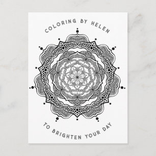   Beautiful Black and White Mandala Adult Coloring Postcard