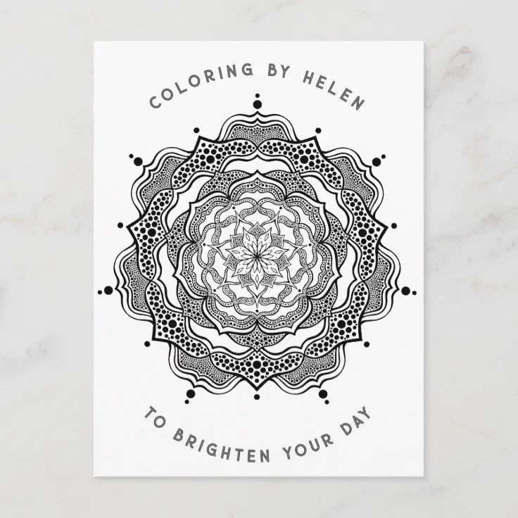 Beautiful Black and White Mandala Adult Coloring Postcard Zazzle