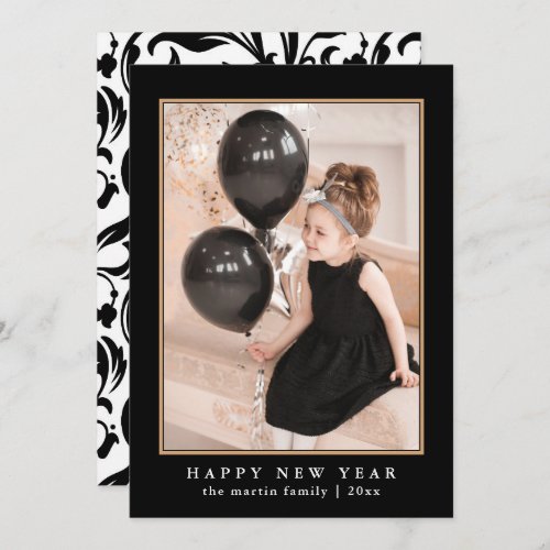Beautiful Black and White Pattern Photo New Year Holiday Card