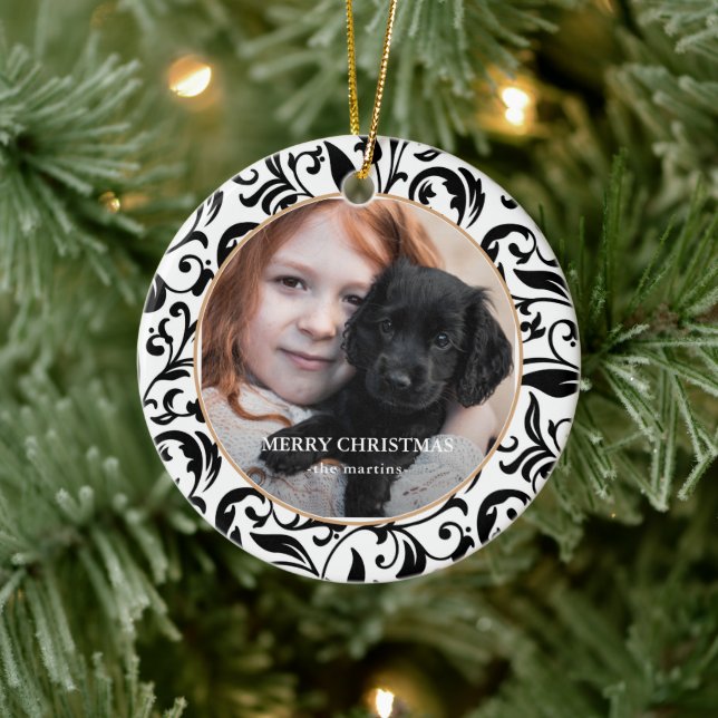 Beautiful Black and White Photo Christmas Ceramic Ornament (Tree)