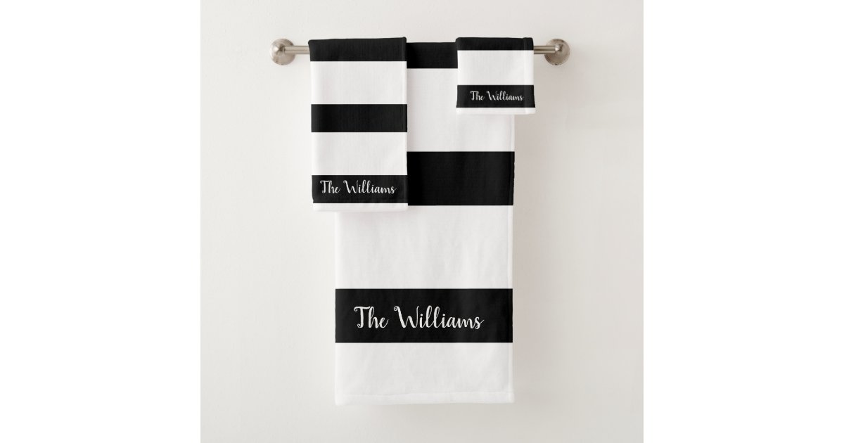 Beautiful Black And White Stripes Bath Towel Set Zazzle Com
