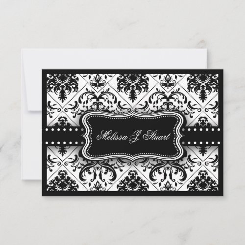 Beautiful Black and White Vintage Damask Invites