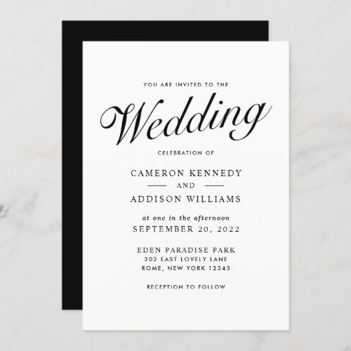 Beautiful Black and White Wedding Invitation