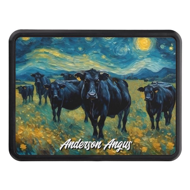 Beautiful Black Angus Cattle Hitch Cover (Front)