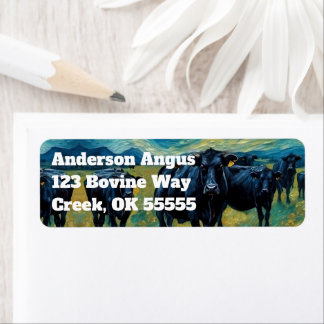 Beautiful Black Angus Cattle Label