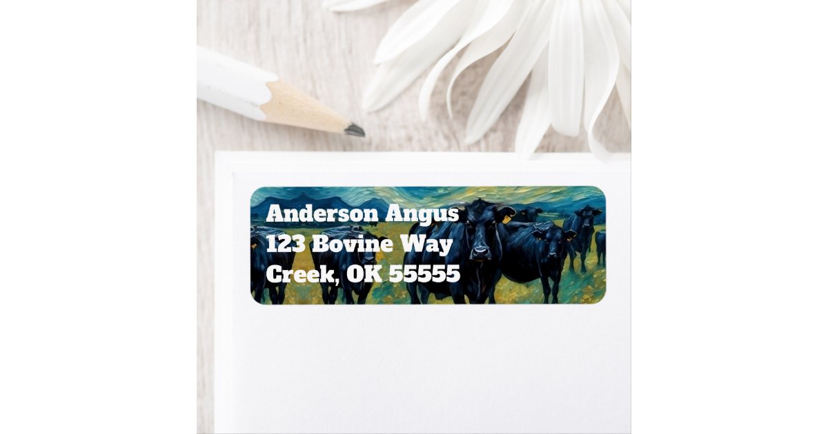 Beautiful Black Angus Cattle Label | Zazzle