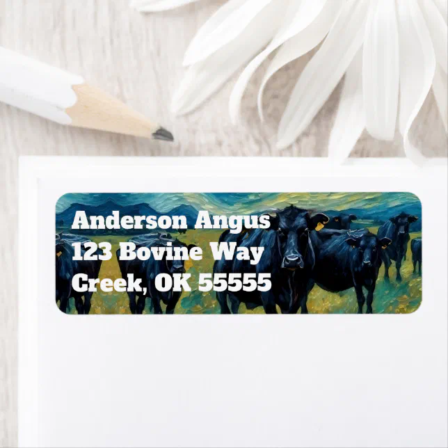 Beautiful Black Angus Cattle Label | Zazzle