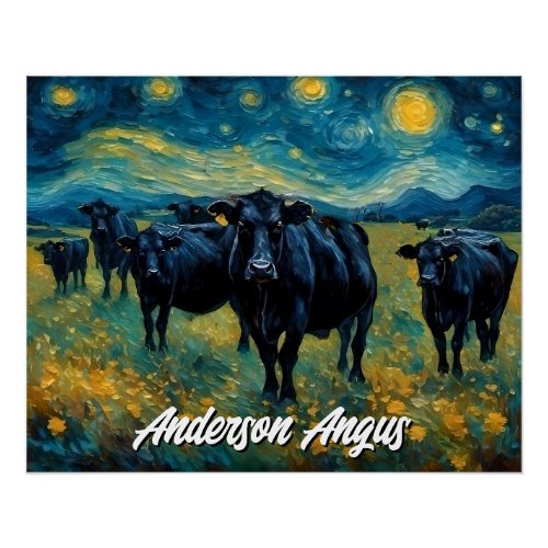 Beautiful Black Angus Cattle Poster